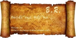 Belényi Réka névjegykártya